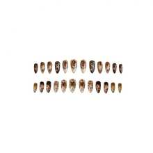 Melard Color Series 24 Pieces Romantic Amber Rose Almond Shape Fake Nails Autumn Winter Elegant Gradient Atmosphere Butterfly Rose Brightening Elegant Charming Versatile Wearable Nails Autumn Winter Essential Nail Art - màu nâu - Xem 7