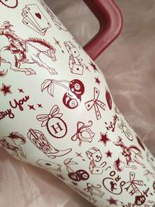 HYDROJUGs Traveler 40 Oz / 1183 Ml Red Western Cowboy Pattern Of Tumbler. Water Bottle Crafted From Durable Stainless Steel And Triple-Wall Insulated, It Keeps Drinks Ice-Cold For Hours. Tapered Base To Fit Most Car Cupholders, A Leakproof Flip-Straw Lid, And A Comfortable Handle For Carrying On The Move. A Great Choice For Gifts. - 紅牛仔 - 查看 4