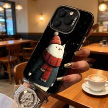 Funda de Teléfono Diseño de Gato Negro con Gorro y Bufanda de Invierno para iPhone 14 13 12 11 Pro Max y  Galaxy S23 S22 S21 S20 Opción de Regalo Ideal para Todas las Estaciones - Negro - Ver 7