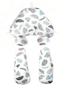 1个升级版婴儿枕，双面多功能枕，可爱卡通动物和羽毛叶子印花，柔软新生儿定型枕，四季皆宜，婴儿舒适枕，婴儿礼物 - 白色葉子 - 查看 5