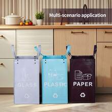 40L Triple-Fold Collapsible Trash Can - Polypropylene, Large Capacity, Portable Handle, Suitable For Home, Kitchen And Camping - Waste Sorting Container, Kitchen Garbage Bin, Multi-Purpose Trash Can, Easy To Clean Material - Multicolor - View 5