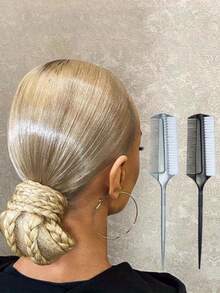 2/1支装多功能双面染发刷，柔软护发，油刷，造型工具，拉丁舞造型，柔顺秀发，尖尾梳，造型产品，油刷，DIY染发工具，染发刷，油造型刷，染发刷，反向薄膜猪肋梳 - 彩色 - 查看 5