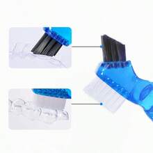 1pc Dual-Head Hard Bristle Toothbrush, Small Handle Denture Cleaning Brush, Orthodontic Double-Sided Toothbrush, Invisible Aligner Cleaning Brush, Travel Essential - Multicolor - View 6