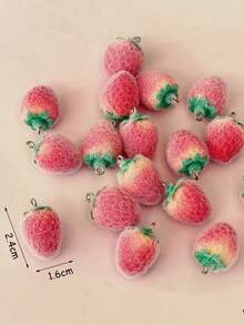 10个/包 可爱草莓吊坠配饰，个性化时尚耳环项链手链，手工DIY首饰制作材料