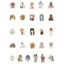 52Pcs Jesus Christ Stickers, Jesus Motivational Stickers For Water Bottles, Christian Easter Gifts Waterproof Stickers For Water Bottles Gifts Cartoon For Laptop Bumper Water Bottles Computer Phone Decal Back To School - Nhiều màu - Xem 3