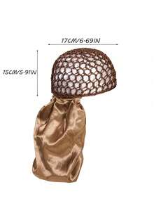 1件套二合一翻边帽，钩针编织发网睡帽，多功能设计，适合居家或户外佩戴，兼具护发功效和时尚实用性，美发造型套装，美发工具套装 - 彩色 - 查看 3