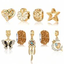 9pcs/Set Fashion Craft Beaded Charms, Cat, Flower, Star, Round Beaded Pendants, DIY Bracelet & Necklace Accessories