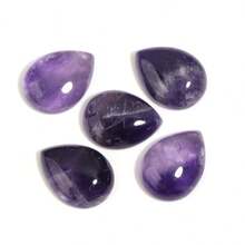 5pcs Or 10pcs/Pack Natural Water Drop Shape Cabochon Gemstones, Multi-Styles Loose Stones For Handmade DIY Jewelry Making Like Necklace, Ring, Bracelet, Vintage, Amethyst, Charoite - Multicolor - View 9