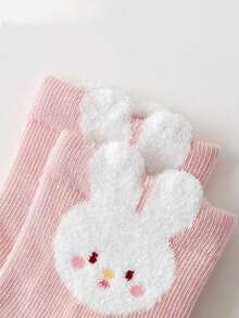 5 Pairs Kids Cartoon Rabbit Socks, Pink, Suitable For Children Aged 1-16 Years Old, Spring/Autumn - Multicolor - View 3