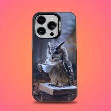 Funda de Teléfono O-Owl de Animal Lindo para 11,12,13,14,15,16,17,Pro,Max,Plus IMD Mate Negro - z2 - Ver 9