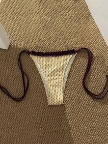 Quần bikini nữ, đồ bơi chấm bi thường ngày, bộ đồ thời trang ren chấm bi nâu vàng mùa hè/trang phục đi chơi/trang phục sinh nhật/thường ngày/phong cách Y2K/thời trang đường phố/kỳ nghỉ/lễ hội âm nhạc/tiệc bể bơi. - vàng nâu - Xem 6