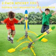 YEEBAY Rocket Air Launch - Juguete para niños de 3, 4, 5, 6, 7, 8 años en adelante, niñas, paquete de 2 lanzadores de pisoteo y 8 cohetes de espuma coloridos, divertido juego al aire libre, regalo ideal de cumpleaños de Navidad - / - Ver 2