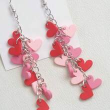 Valentine's Day Earrings Women - Pink And Red Heart Long Dangle Clay Jewelry, Valentines Day Outfit Accessories Gifts - 粉紅色 - 查看 7