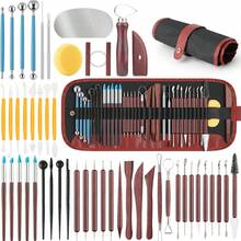 48pcs Clay Sculpting Tools, Wooden & Metal Pottery Carving Kit With Roll-Up Storage Bag, Multi-Functional Tips, Suitable For Beginners And Professionals