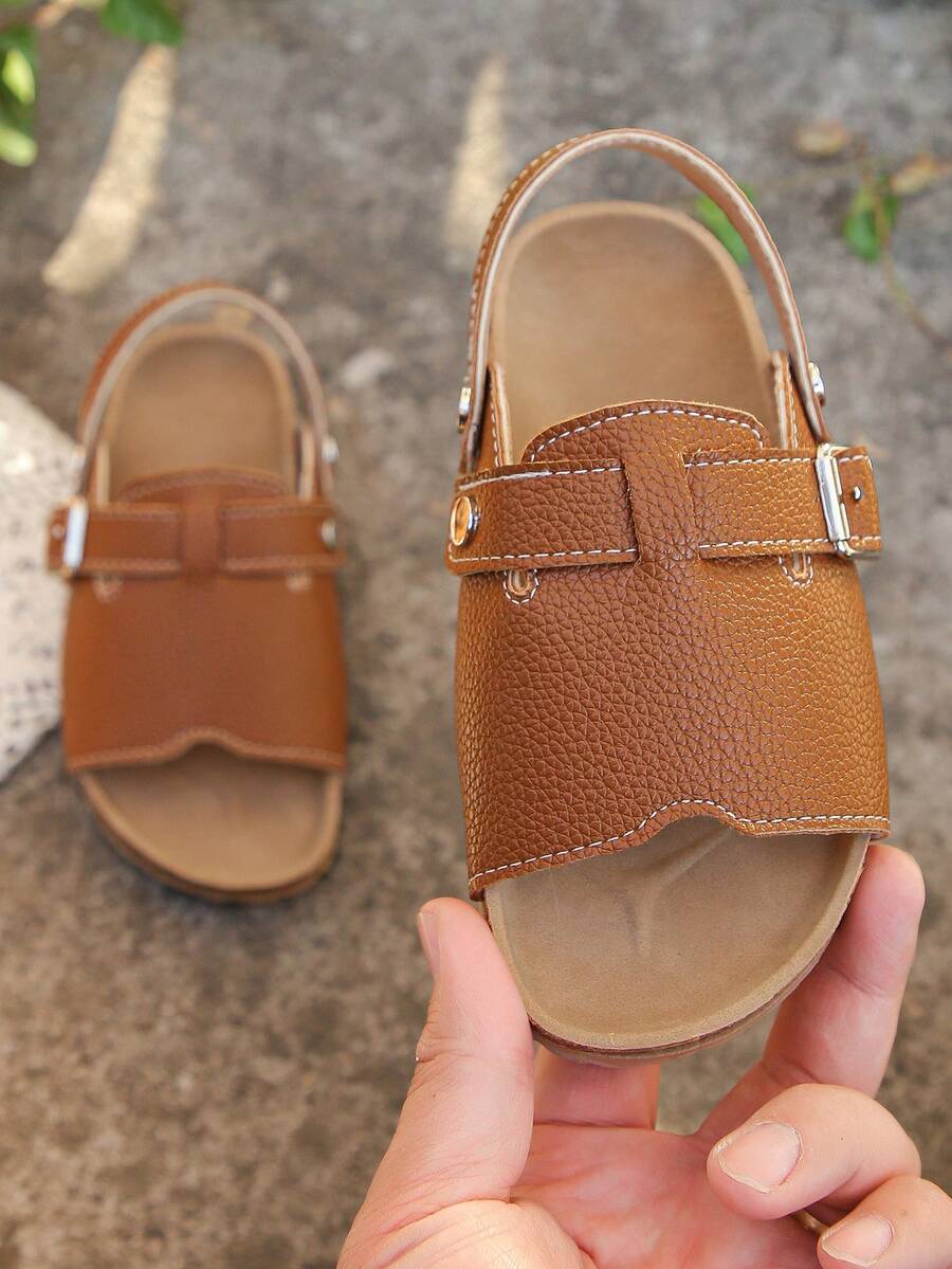 Dép xăng đan đế bằng cho trẻ em - màu nâu - Xem 1