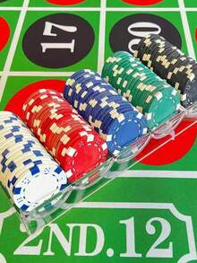 100 片装 - ABS 蒙特卡洛扑克筹码，赌场级条纹图案扑克筹码，适用于德州扑克、二十一点、扑克之夜游戏 - 非常适合纸牌游戏、扑克游戏、家庭游戏之夜或聚会、派对（颜色随机） - 彩色 - 查看 1