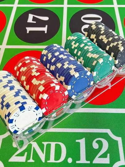 100 piezas - Fichas de póquer de ABS Monte Carlo, fichas de póquer de calidad de casino con patrón a rayas, adecuadas para Texas Hold'em, blackjack, noches de póquer - Ideal para juegos de cartas, juegos de póquer, noches familiares o reuniones, fiestas (colores aleatorios)