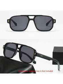 Classic Pilot-Style Men's Fashion Gls - Vintage Retro Design With Gradient Brown Lenses, Durable PC Frame Casual Wear, Fashion Acssories| Vintage Retro Gls| Polycarbonate Frame FCZ8 - trà đen - Xem 7