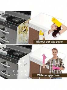 1 Piece Stove Side Protector, Silicone Stove Gap Cover, 21inch Length And Width Oven Stove Gap Cover, Stove Side Protector Filling Strip, Between Oven And Countertop, Dishwasher, Dryer, Easy-To-Clean Heat-Resistant Gap Protector, Black - 黑色 - 查看 10