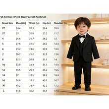 Teen Boy Jacquard Tuxedo 3 Piece Suit Set - Bow Tie Included For Wedding Prom - 藍葉 - 查看 11