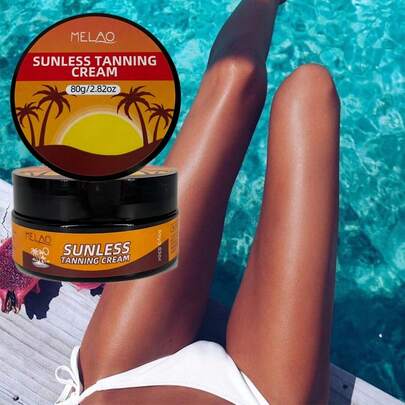  MELAO Natural Sunless Tanning Cream, 80g - Natural Bronze Color, Non-Irritating For Face & Body, Streak-Free Bronzing For Healthy, Sun-Kissed Glow