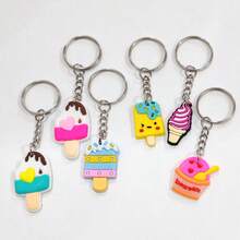 6pcs Assorted Ice Cream & Popsicle Shaped Keychains, Cute Frozen Treat Keyrings, Suitable For Classroom Prizes, Student Rewards, Holiday Gifts, Party Favors, Backpack & Car Decor, Small Gifts - Multicolor - View 2