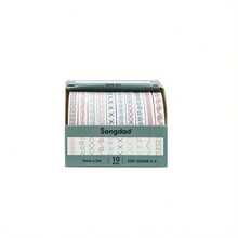 10 Rolls/Box Of Floral Pattern Washi Tape, Creative Line And Geometric Pattern Tape, Fashionable Colorful Paper Craft Supplies, Scrapbook Collage And Stationery Making Decorative Materials, Gift Packaging Decorative Tape, A Unique Gift For Friends