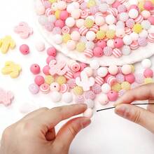 1 Set Cactus Silicone & Acrylic Bead Kit, Colorful Gradient With Acrylic Mulberry Balls, DIY Jewelry Accessories Handmade Hair Scrunchie Decoration Beads