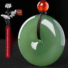 1 Piece/White Jade Peace Buckle Jade Pendant Round Men's And Women's Jade Necklace  White Jade Pendant No Matter Green - Khóa an toàn lớn, màu sáng - Xem 1