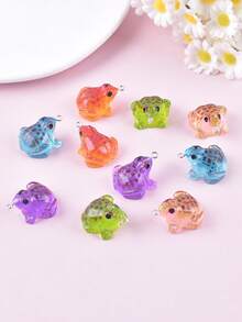 10个夜光青蛙动物树脂饰品吊坠、耳环、项链配件，女士DIY饰品配件 - 青蛙 - 查看 6