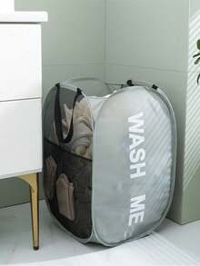 Cesta de lavandería de malla, cesto de lavandería plegable con asa, bolsillo lateral grande, adecuado para habitación de niños, dormitorio, caravana, crucero, organizador de armario gris, organizador de ropa esencial para dormitorio/dormitorio, contenedor de almacenamiento para dormitorio universitario, bolsa de lavandería, bolsa para lavadora, para lavandería, baño, viaje, puede almacenar ropa sucia y limpia, sostenes, artículo esencial para dormitorio, organizador de armario - Multicolor - Ver 1