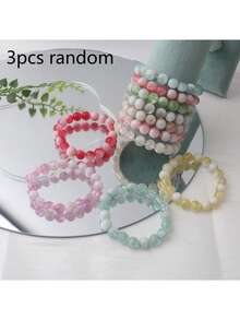 8毫米彩色釉面裂纹珠手工手链套装（女士款） - 3pcs奶蓋爆花 - 查看 2