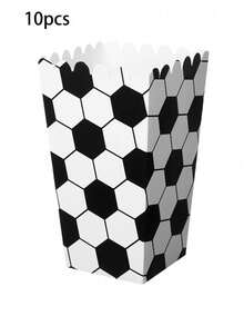 10 件印有足球图案的爆米花盒，适用于足球主题派对、礼品包装、零食盒、派对用品、圣诞节情人节 - 彩色 - 查看 8