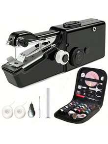 EDCUEBE7 一套家用手持式电动迷你缝纫机，包括缝纫针、便携式手动缝纫机和手动工具（颜色随机） - set2 - 查看 1