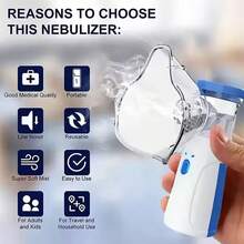 Nebulizador portátil silencioso, inhalador de mano con desmontable batería, nebulizador doméstico - Blanco - Ver 6