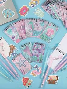 Bộ 10 món quà tặng theo chủ đề nàng tiên cá, bao gồm sổ tay lò xo mini hình nàng tiên cá và bút hình đuôi cá, thích hợp làm phần thưởng trong lớp học, quà sinh nhật chủ đề đại dương hoặc quà nhét vào túi quà tặng trong các bữa tiệc. - Nhiều màu - Xem 4
