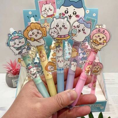 1pc Cartoon Character Erasable Pen, Blue Ink, Neutral Ballpoint, 0.5mm Pressurized, Erasable, Suitable For Elementary Students' Exams And Homework Writing, Random Pen Style, New Year Gift, Valentine's Day Gift, Easter Gift