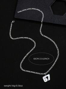 1pc Minimalist 67 Necklace, Suitable For Everyday Wear - Silver - View 4