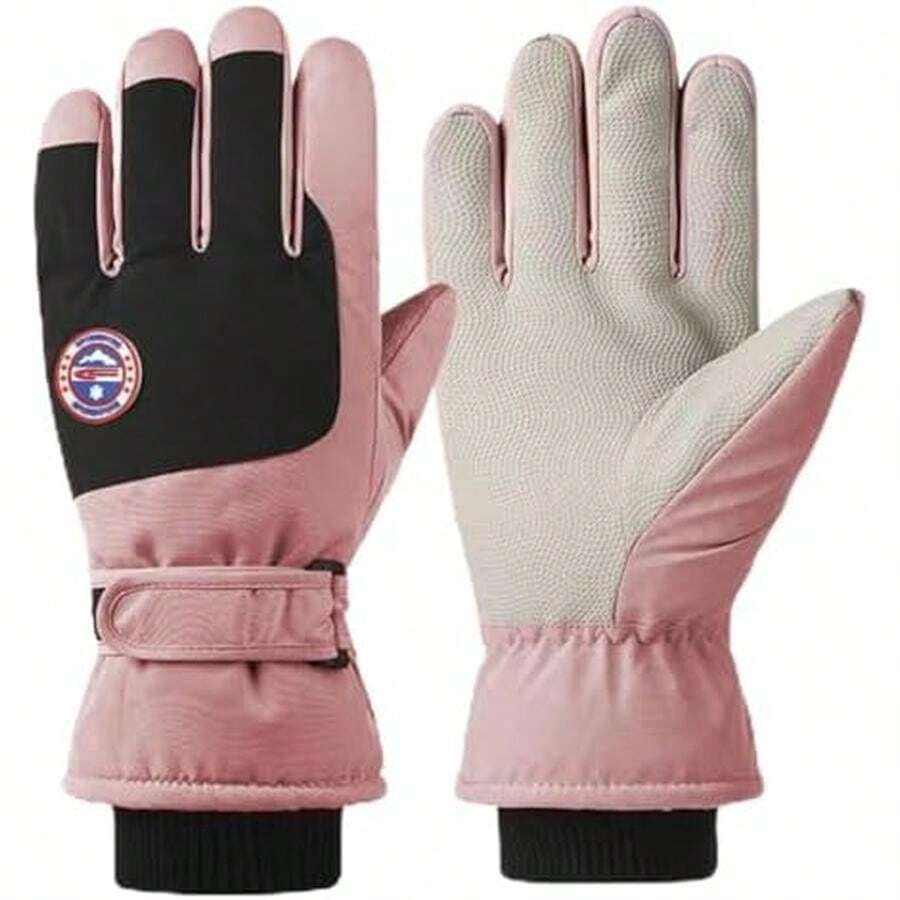 DQST Guantes para Frío Hombre y Mujer, Guantes Termicos, Guantes Impermeables para Nieve, Función de Pantalla Táctil, Antideslizante, Adecuado para Esquiar, Escalar Montañas, Cámping, Motocicletas. - M-Rosa - Ver 1