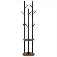 Coat Stand, Coat Rack for Hallway, Freestanding Coat Rack Stand with 8 Hooks, Storage Shelves, Hall Trees for Clothes, Rustic Brown - A-Braun - Übersicht 7