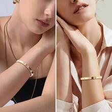 Gold Bracelets Women Friendship Love Bangle Bracelets 14K Gold Plated Stainless Steel Bracelet Jewelry Valentines Birthday Gifts Women Stocking Stuffers - vàng-10 + 6,5" - Xem 4