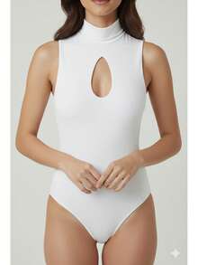 Women's Skylight Tank Top With Drop Neck And High Neck - - 白色 - 查看 1