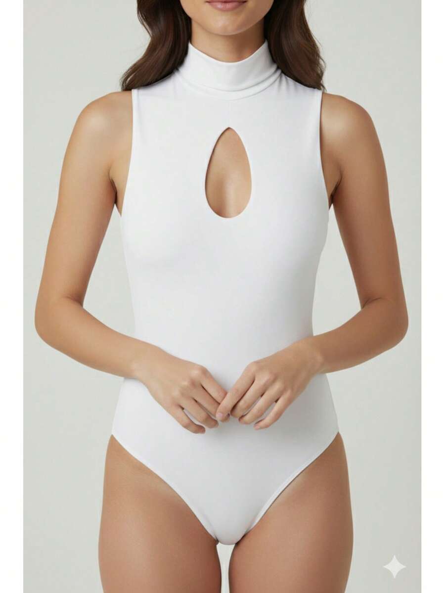 Women's Skylight Tank Top With Drop Neck And High Neck - - 白色 - 查看 1