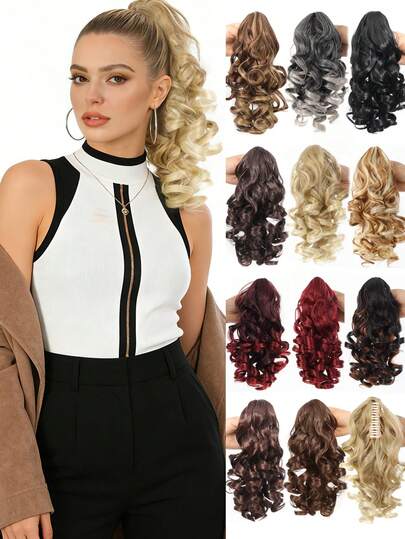 合成爪夹大号抓夹罗马卷短马尾发片优雅日常佩戴发饰假发