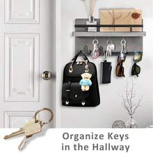 5-Hook Wooden Key Holder Wall Mount With Shelf, Rustic Style Home Decor For Entryway, Hallway, Office - 4 Hooks - View 7