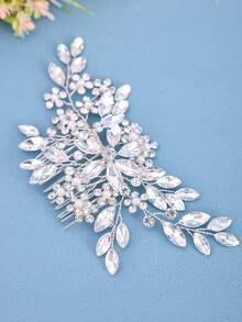 1 件女士复古风发梳，饰以珍珠、水钻和花朵，优雅独特 - 彩色 - 查看 10