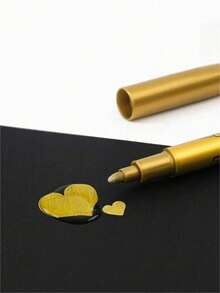 1pc Gold Metal Paint Pens For Diy Drawing On Black CardDoodlingCraftScrapbookingSign-Making, School Supplies, Office Supplies, Stationery Supplies, School Stuff, School Things Back To School - Multicolor - View 7