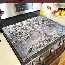 1pc Floral Pattern Stove Top Protector - Non-Slip, Anti-Scratch Multi-Purpose Suitable For Induction Cooktop, Oven, Washing Machine And Mouse Pad - Stylish Kitchen Decor, Stove Top Protector, Home Surface Covering, High Temperature Resistant Pad - 1件-20.5*28.3吋/52*72厘米 - 查看 2