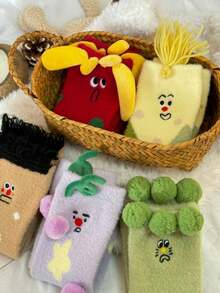1/5 Đôi tất đi trong nhà mùa thu/đông mềm mại, hình rau củ hoạt hình, ấm áp và thoải mái. - Nhiều màu - Xem 8