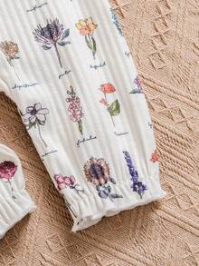 Newborn Baby Girls' Allover Print Long Sleeve Romper, Fashionable And Stylish Design - Apricot - View 6